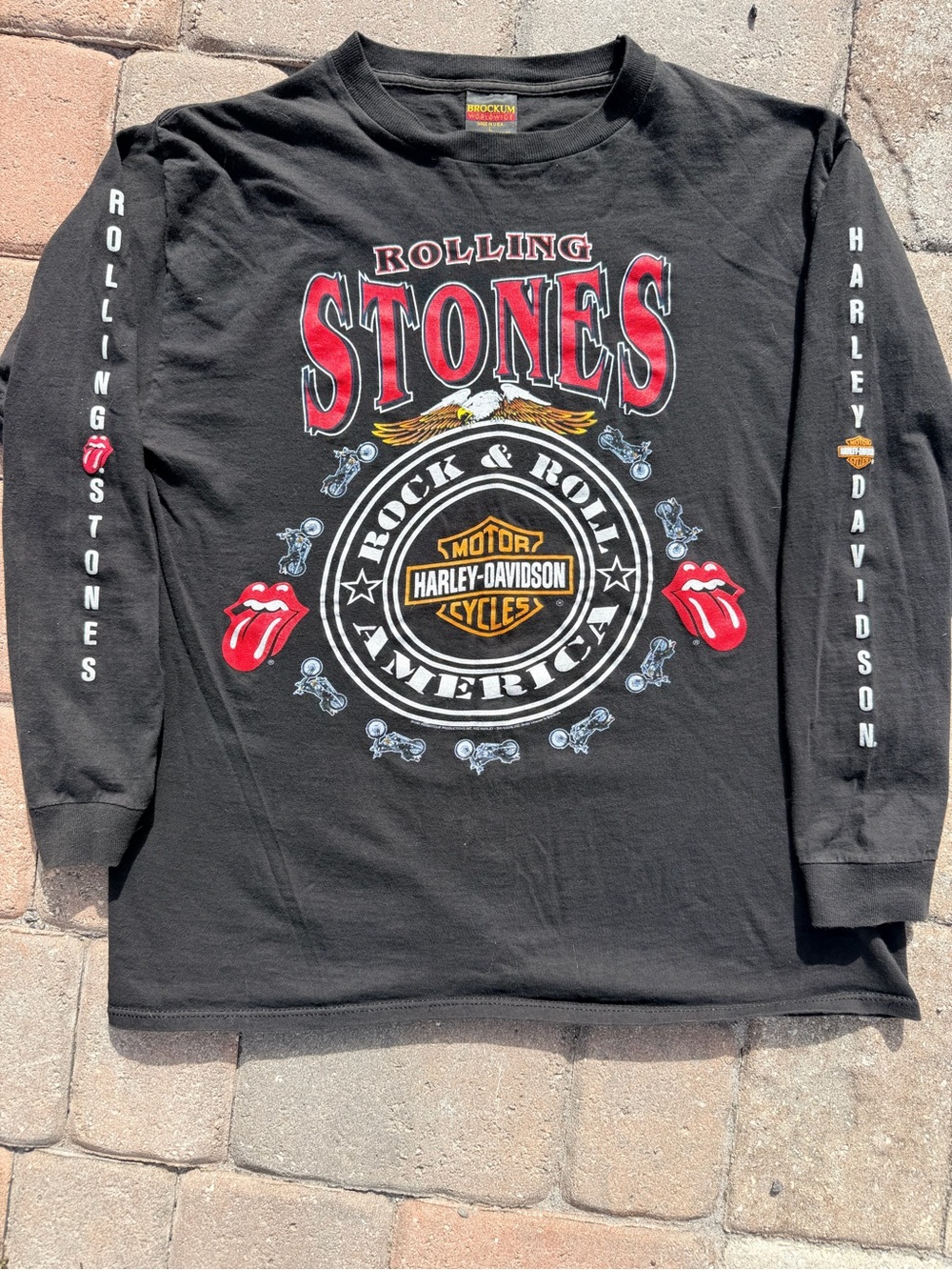 Vintage 1994 Rolling Stones x Harley-Davidson Brockum shirt made in the USA.